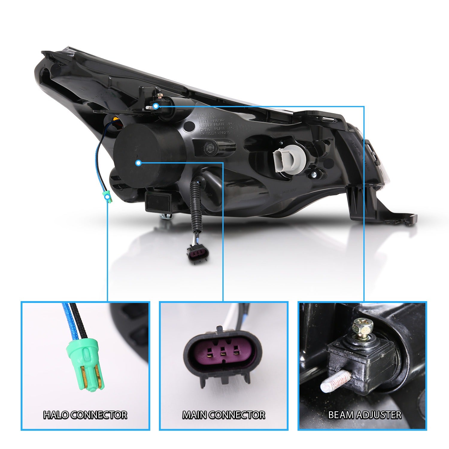 FORD FOCUS 08-11 PROJECTOR HEADLIGHTS BLACK CLEAR (RX HALO)
