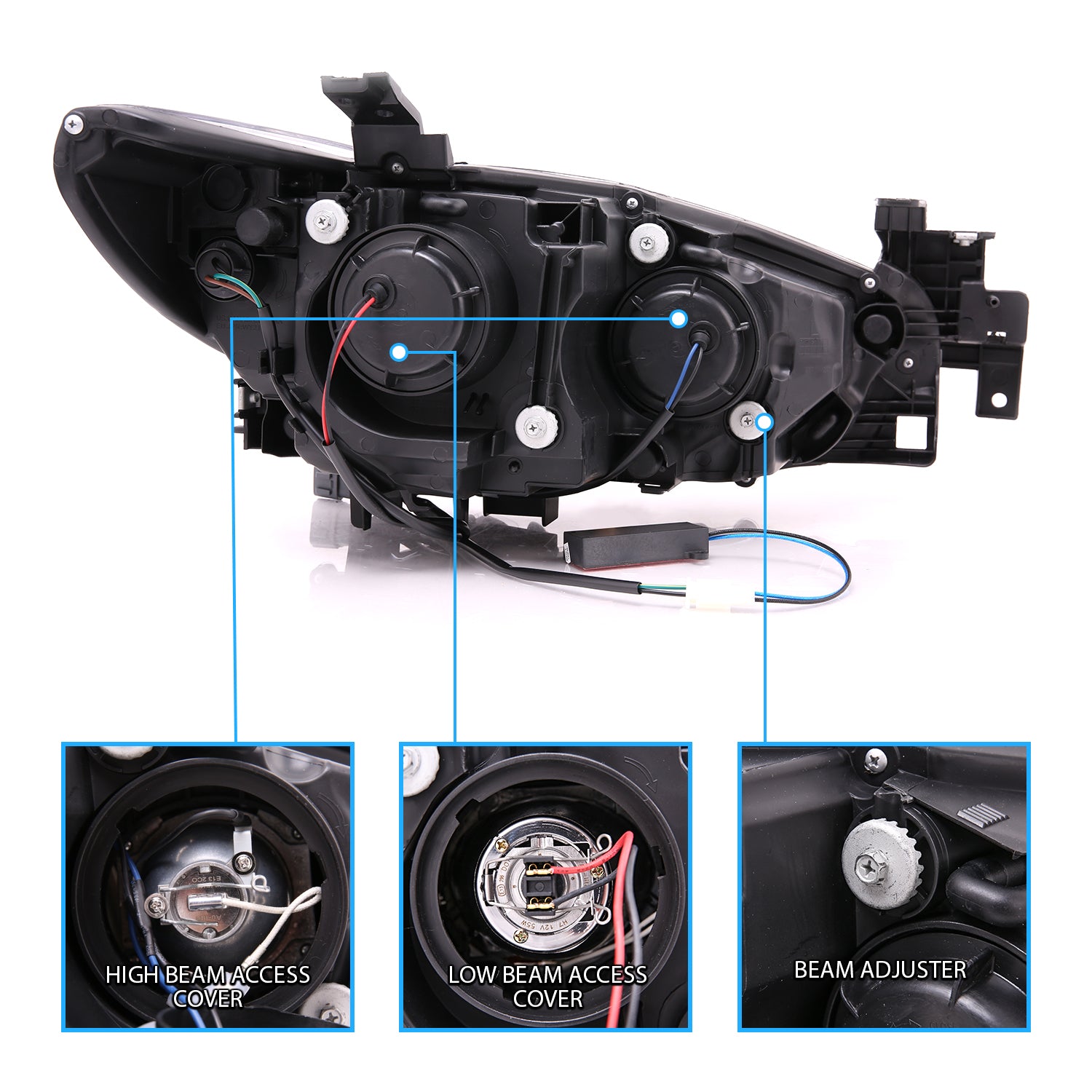 MAZDA 6 14-15 PROJECTOR LIGHT BAR STYLE HEADLIGHTS BLACK AMBER