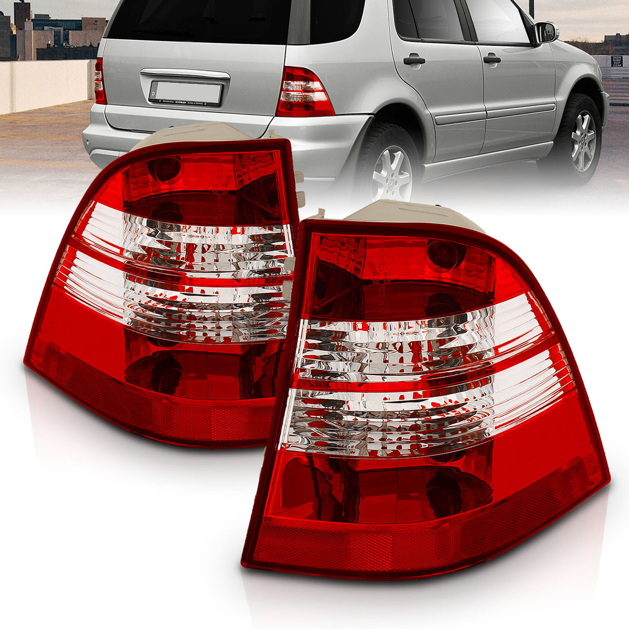 MBZ M CLASS W163 98-05 TAIL LIGHTS RED/CLEAR