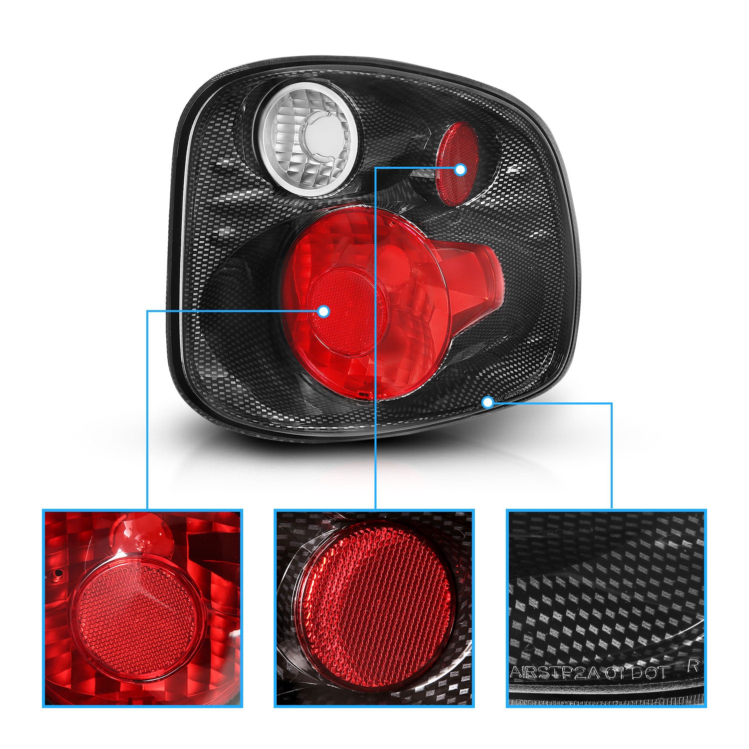 FORD F-SERIES FLARE SIDE 01-03 TAIL LIGHTS VERSION 2 CARBON