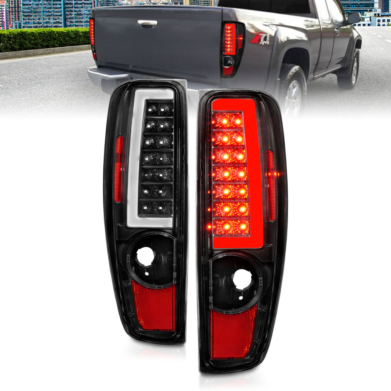 CHEVY COLORADO/GMC CANYON 04-12  LED TAIL LIGHTS BLACK (W/ C LIGHT BAR)