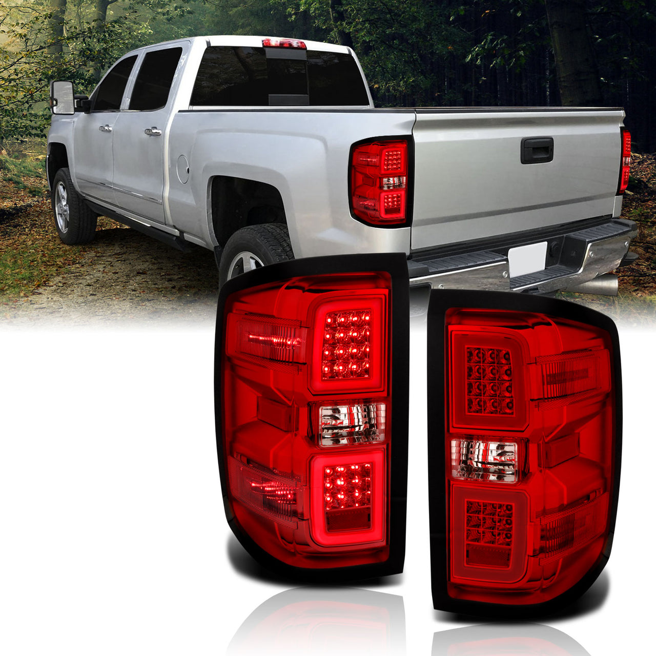 CHEVY SILVERADO 14-17 LED TAIL LIGHTS G4 RED LENS