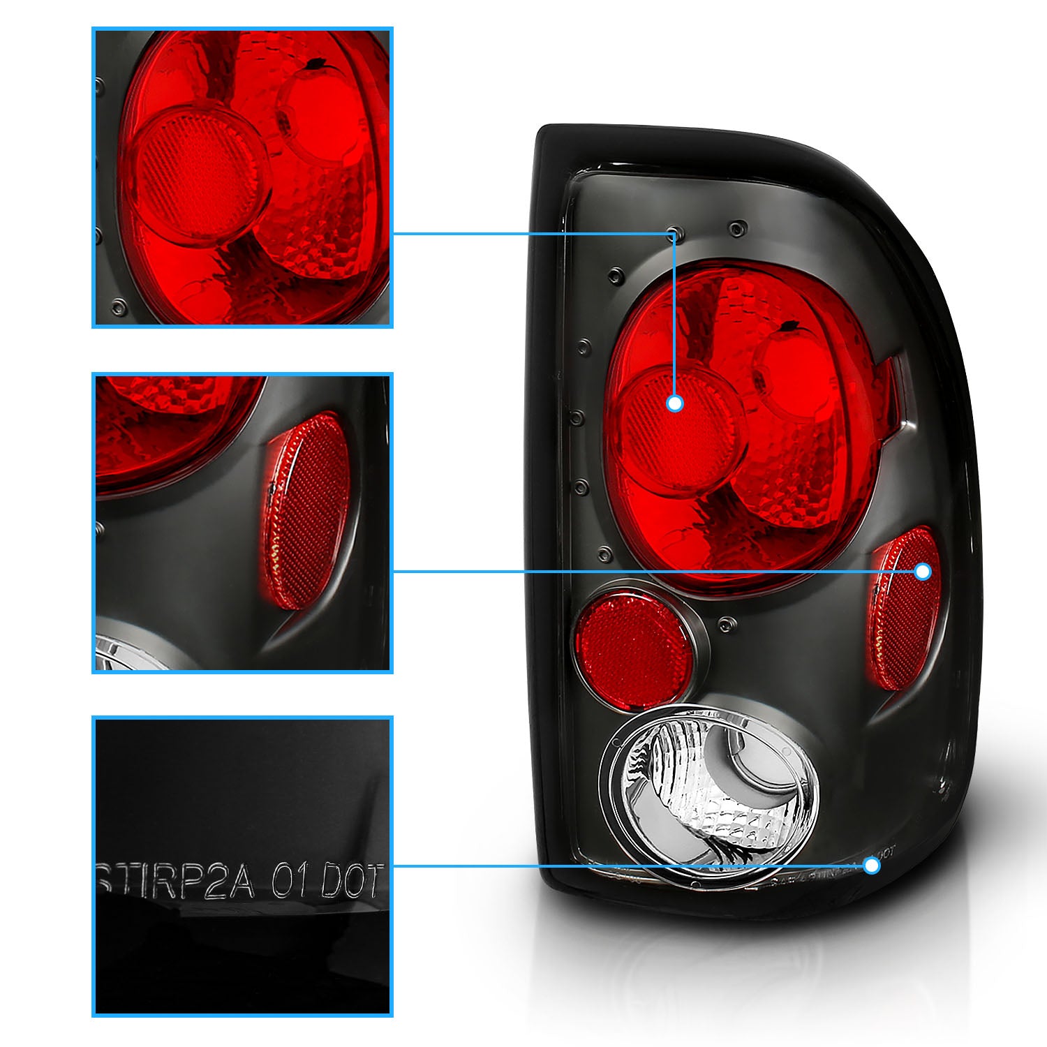 DODGE DAKOTA 97-04 TAIL LIGHTS BLACK