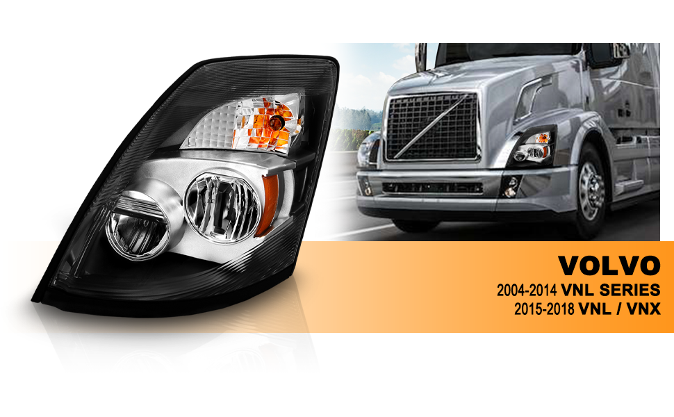 VOLVO VNX/VLN  15-16  LED H.L CHROME AMBER  (LEFT) (VNX 300,430, 630/VNL 300,430,630,670,730,780)