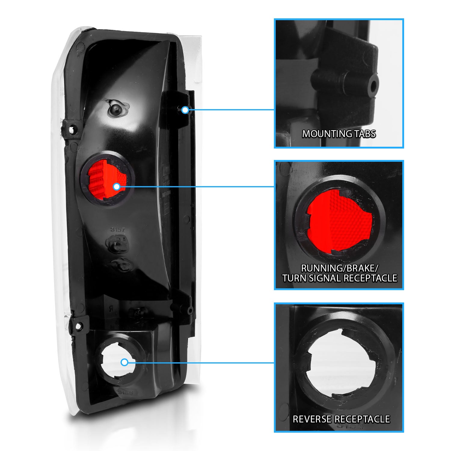 FORD F-SERIES 87-97/BRONCO 87-96 TAIL LIGHTS BLACK