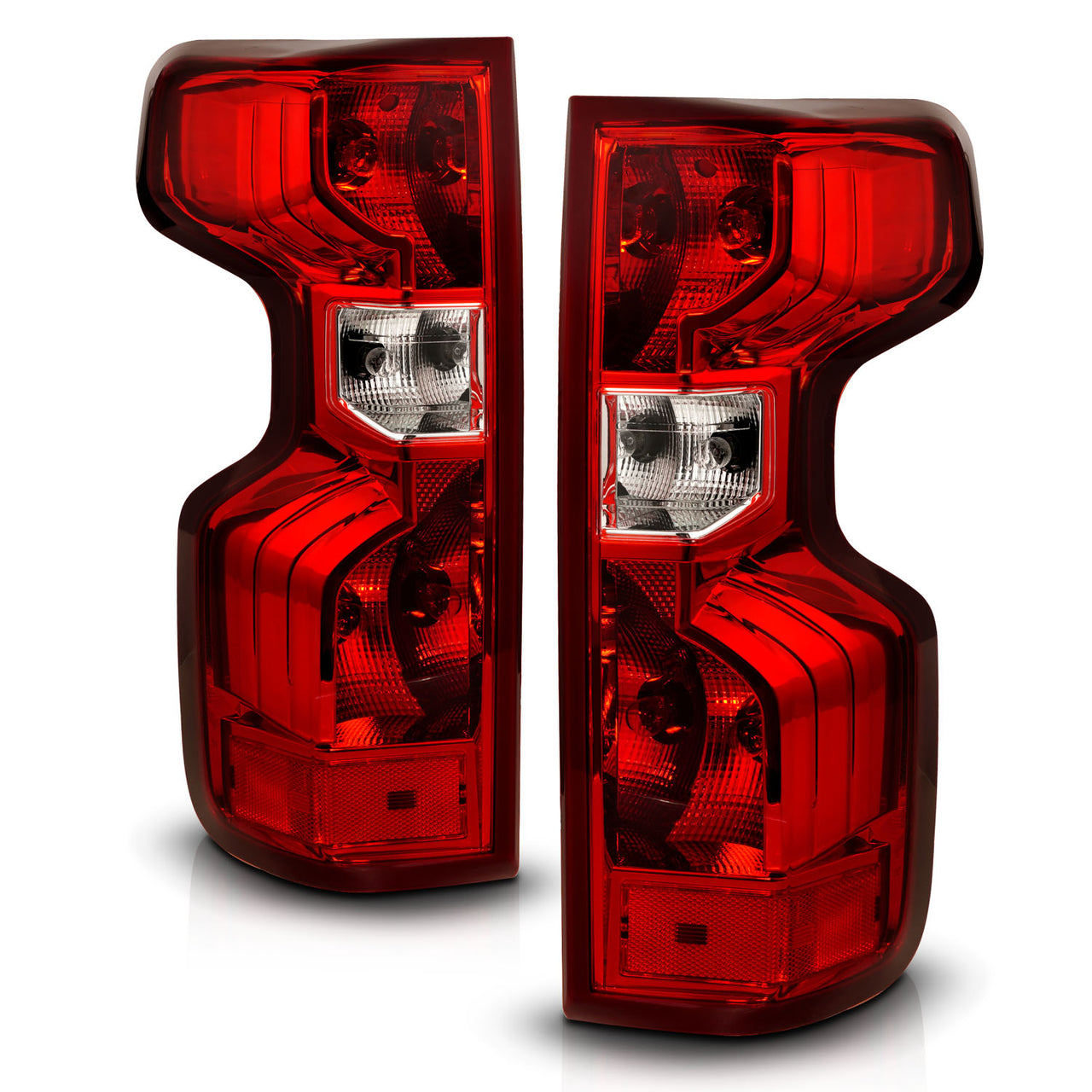 CHEVY SILVERADO 19-20 TAIL LIGHTS RED/CLEAR LENS, CHROME HOUSING (OE STYLE)