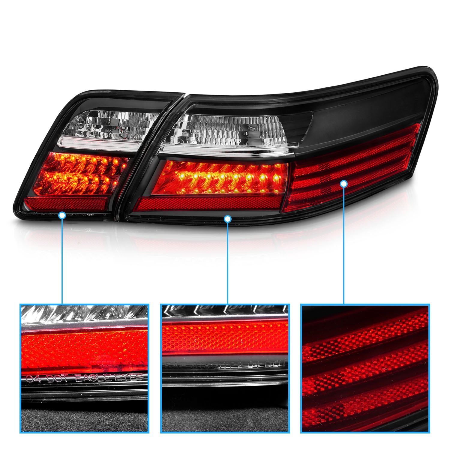TOYOTA CAMRY 07-09 LED TAIL LIGHTS BLACK (4 PCS)
