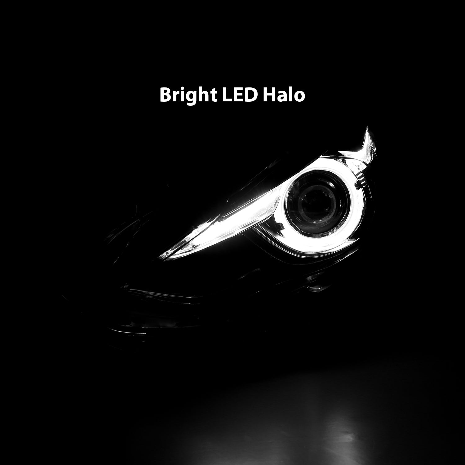MAZDA 3 14-15 4DR PROJECTOR HEADLIGHTS WHITE PLUS LED HALO BLACK AMBER