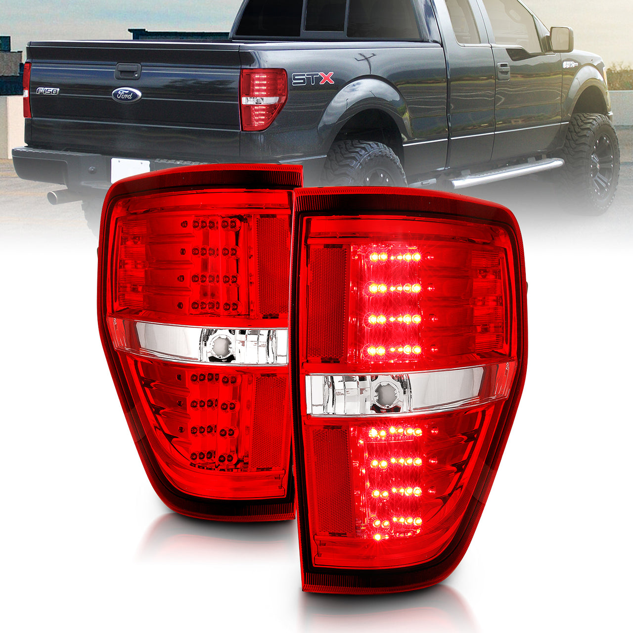 FORD F-150 09-13 LED TAIL LIGHTS RED/CLEAR