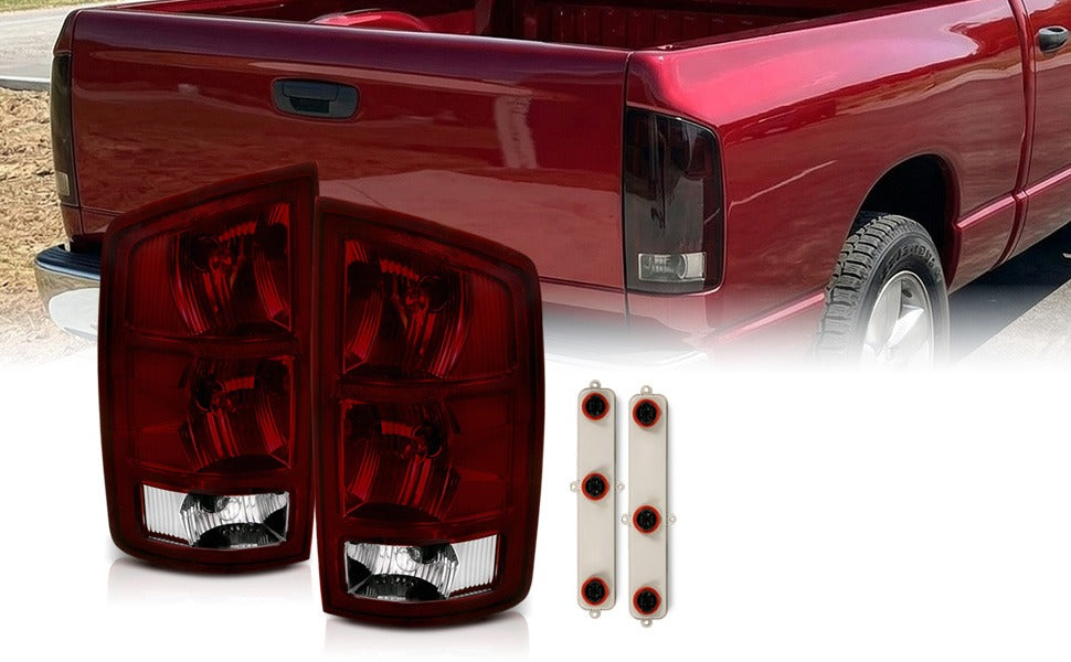 DODGE RAM 02-05 TAIL LIGHTS DARK RED (W/ 1 SET OF ASSEMBLY)
