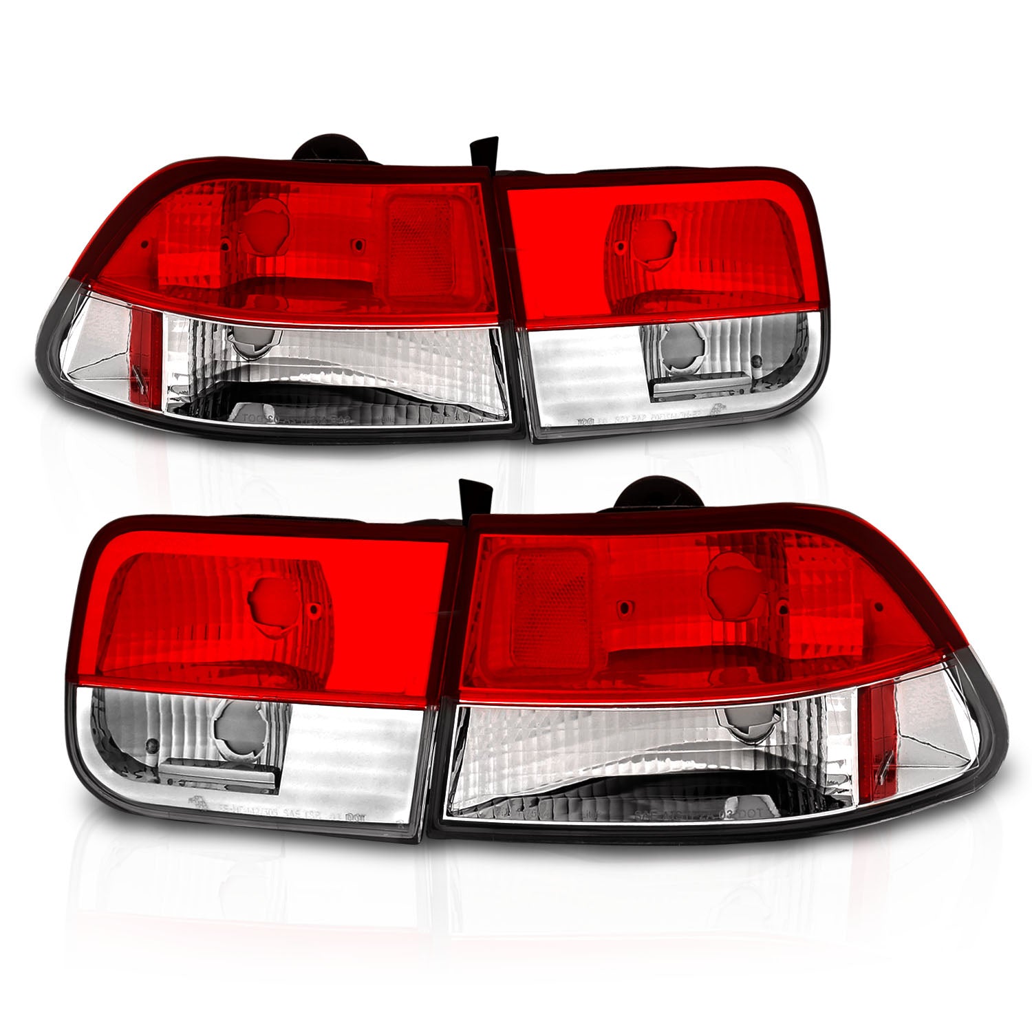 HONDA CIVIC 96-00 2DR TAIL LIGHTS RED/CRYSTAL