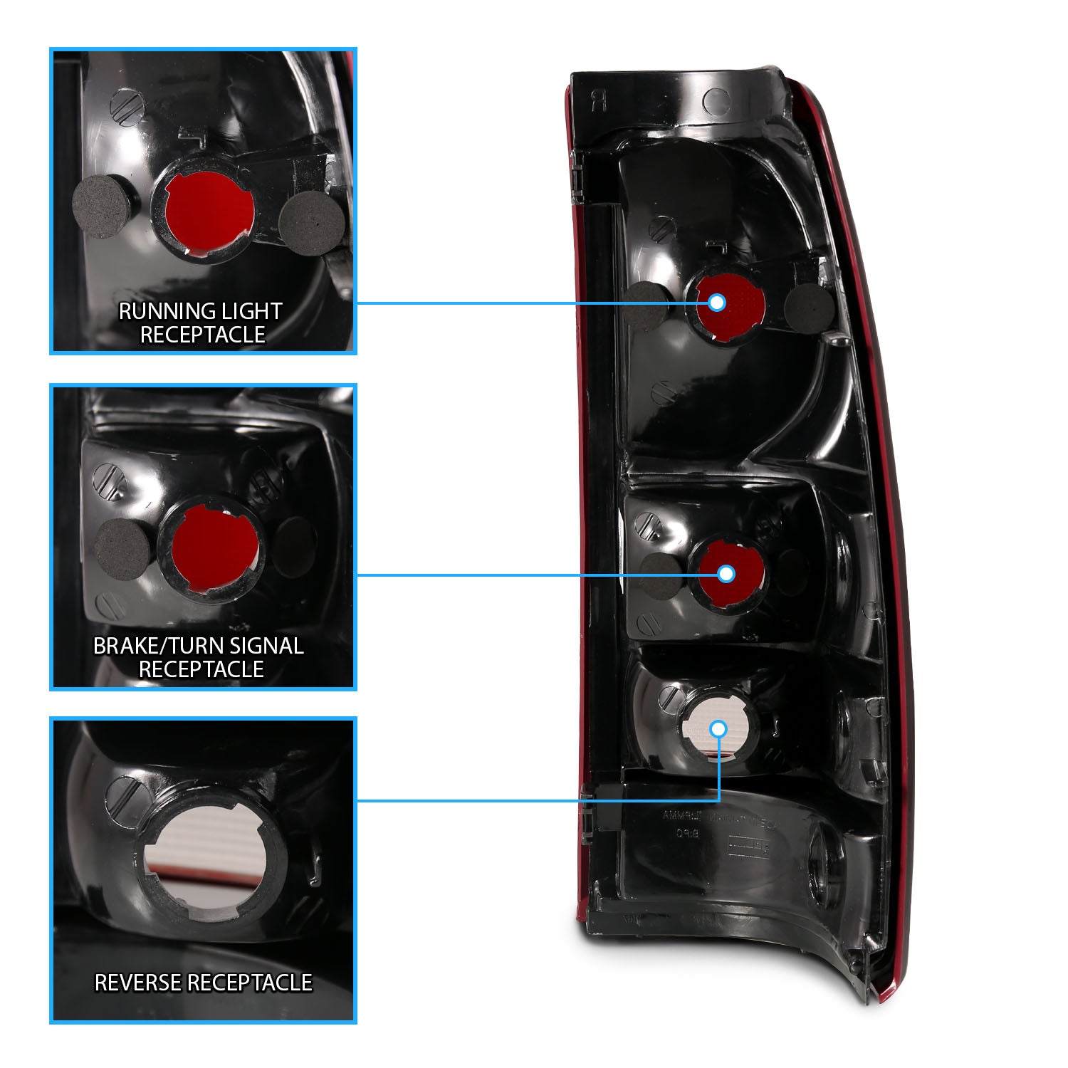 CHEVY SILVERADO 99-02 TAIL LIGHTS DARK RED AMBER (MIDNIGHT RED)
