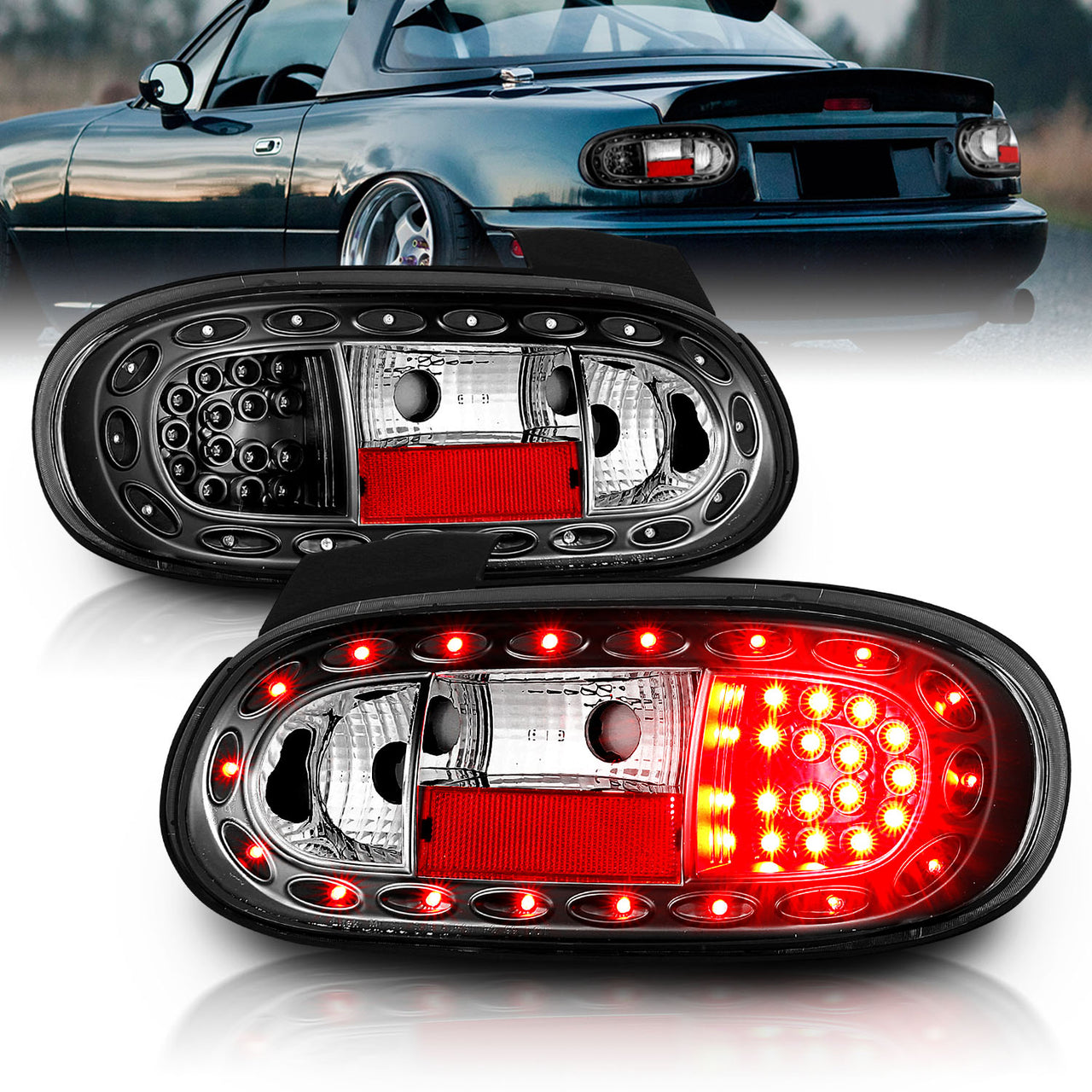MAZDA MIATA 98-05 LED TAIL LIGHTS BLACK