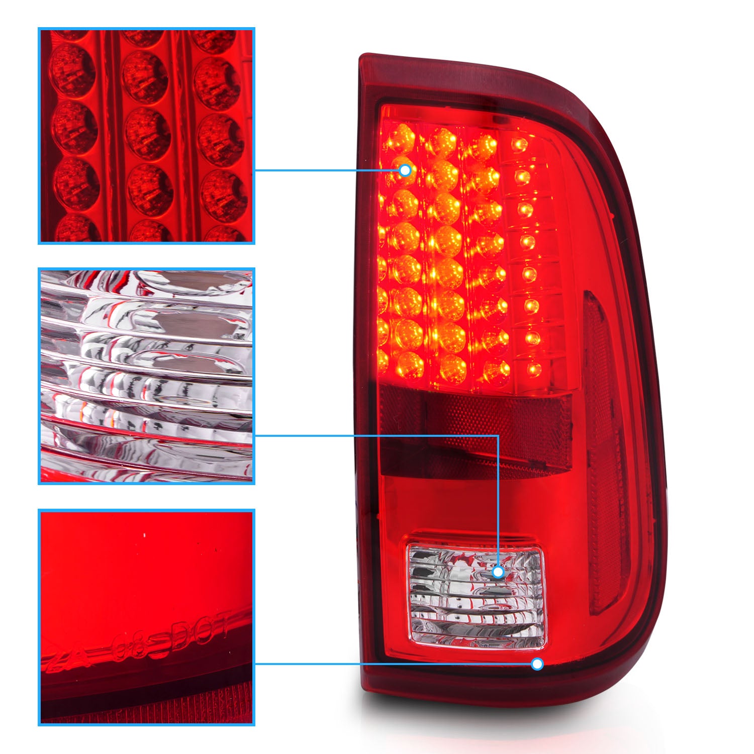FORD F-250/SUPER DUTY 08-UP LED TAIL LIGHTS RED/CLEAR