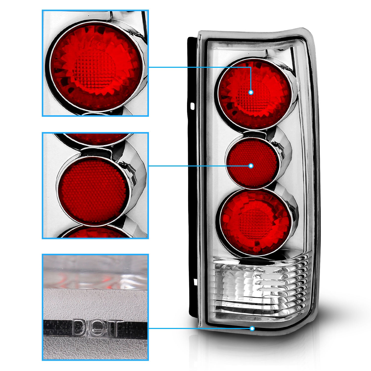 CHEVY ASTRO/GMC SAFARI VAN 85-05 TAIL LIGHTS G2 CHROME