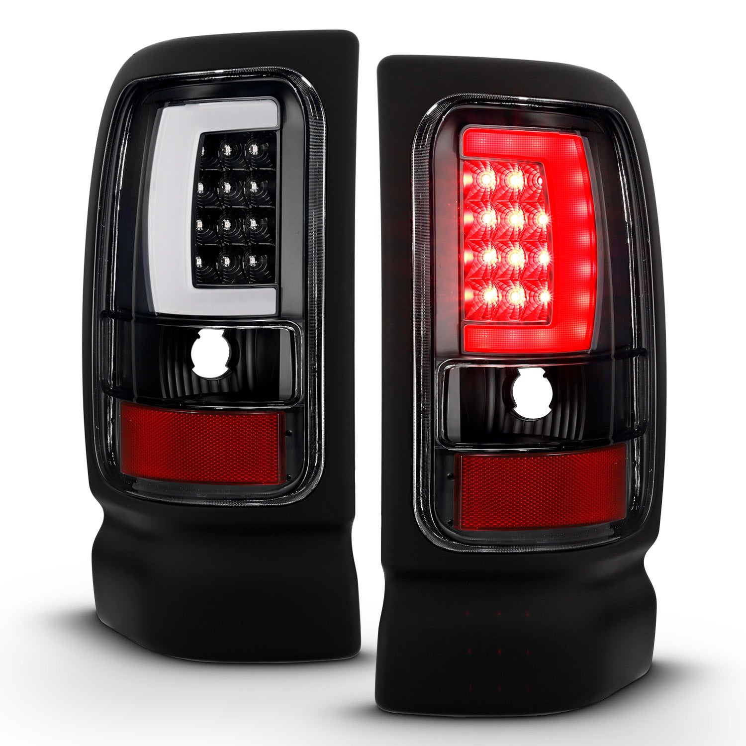 DODGE RAM 94-01  LED TAIL LIGHTS BLACK HOUSING CLEAR LENS W/ C LIGHT BAR
