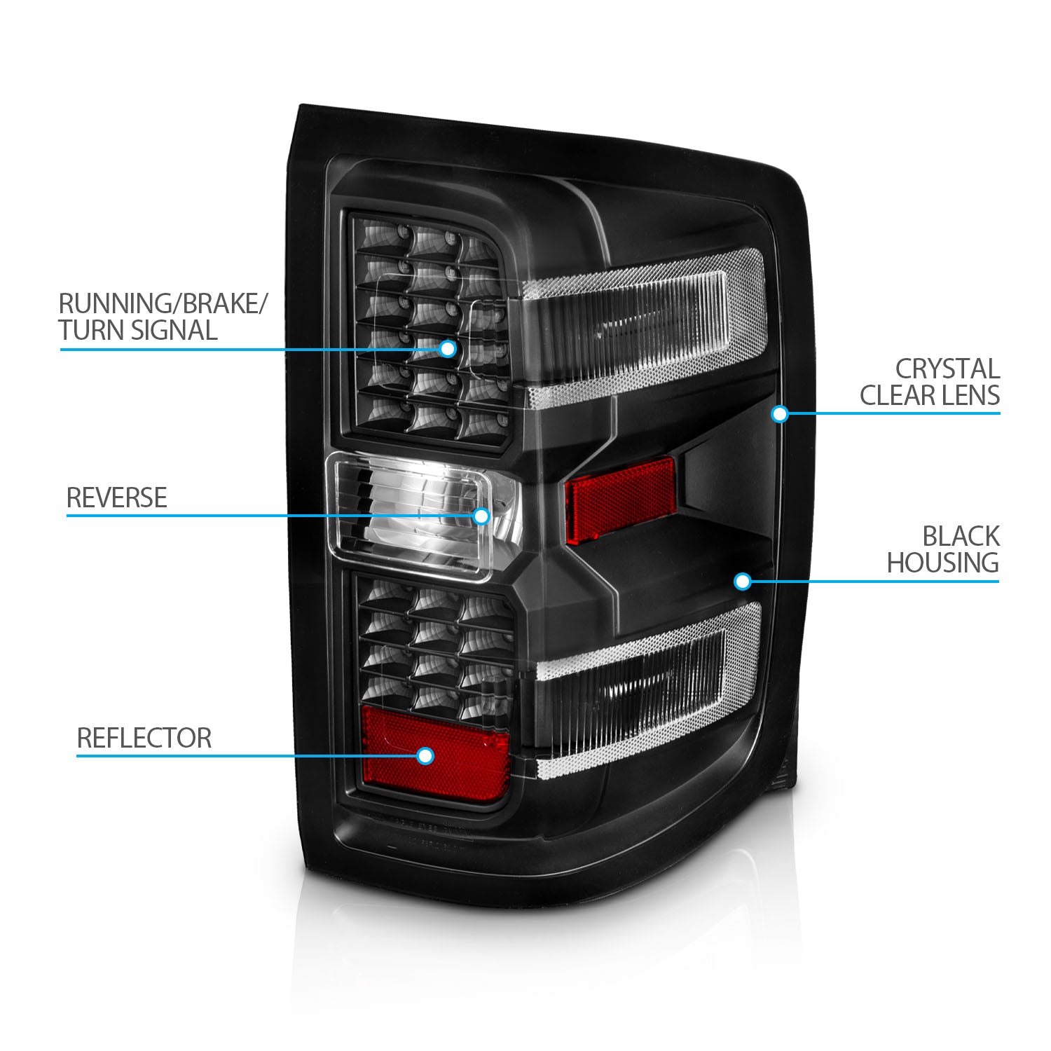 CHEVY SILVERADO 14-17 LED TAIL LIGHTS BLACK (NON-OEM LED ONLY)