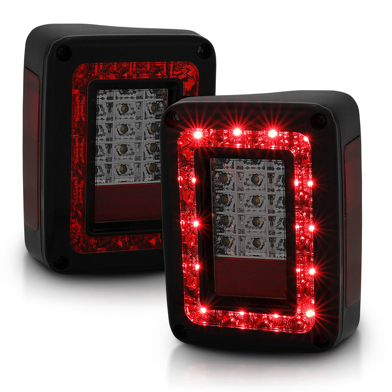 JEEP WRANGLER 07-10 LED TAIL LIGHTS G2 RED/SMOKE