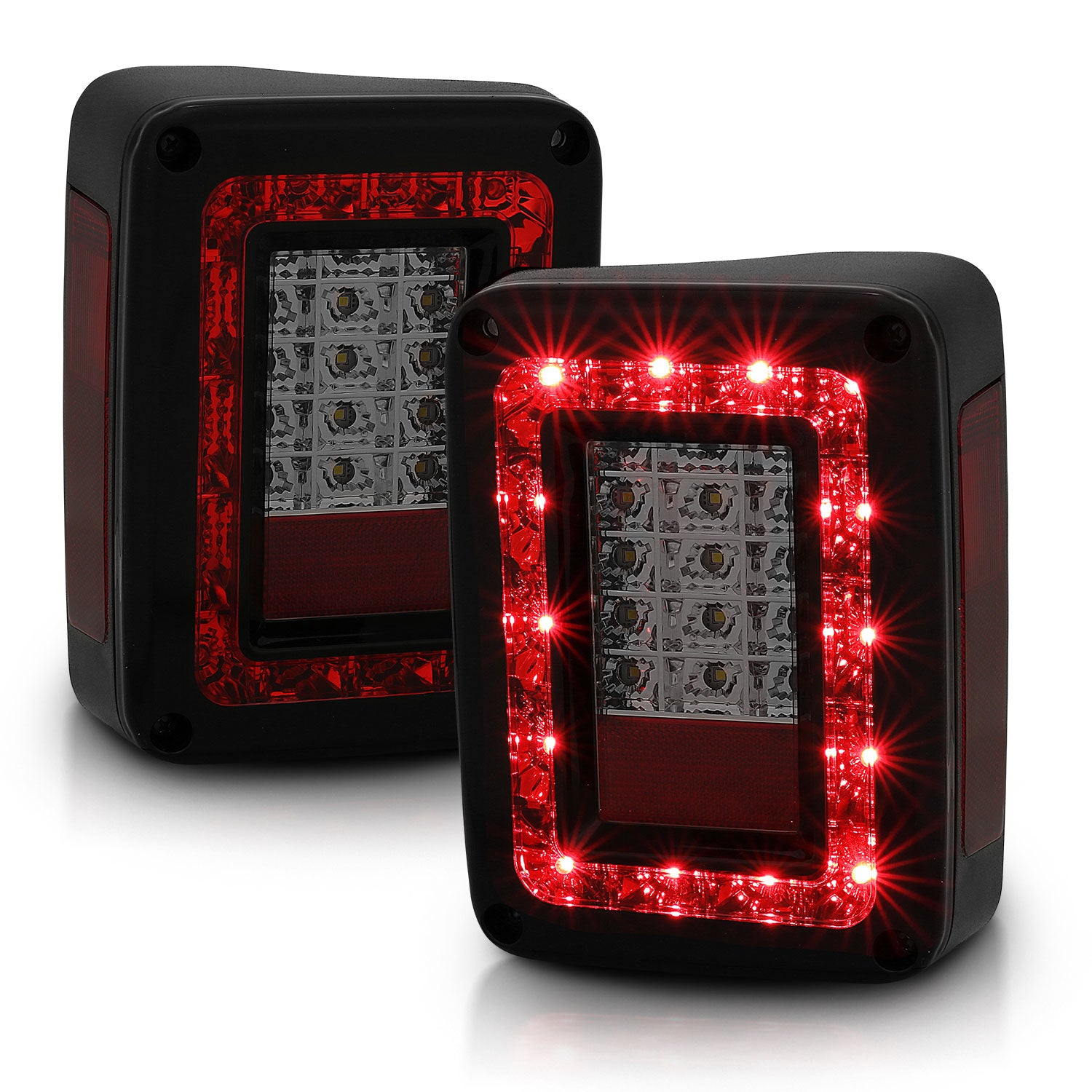 JEEP WRANGLER 07-10 LED TAIL LIGHTS G2 RED/SMOKE
