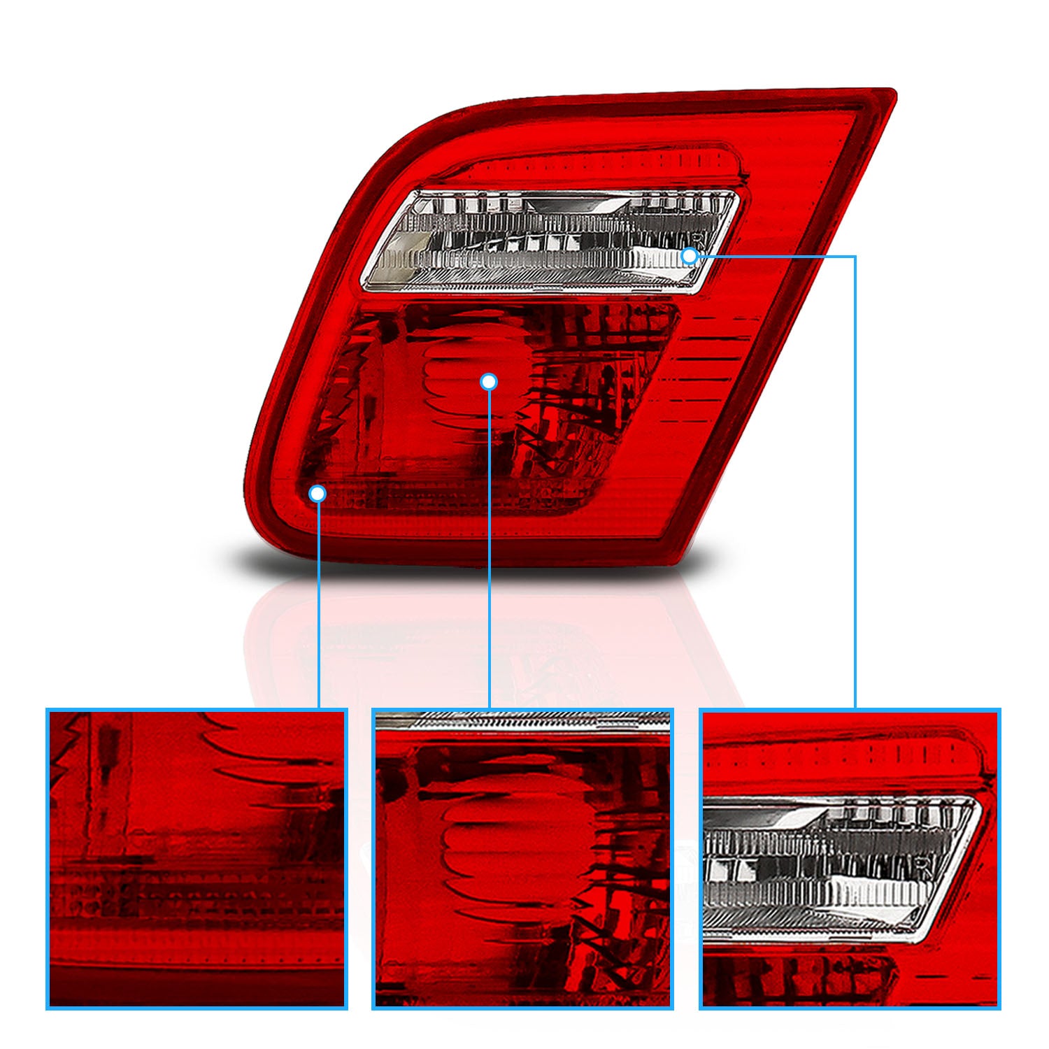 BMW 3 SERIES E46 99-01 2DR INNER TAIL LIGHTS RED/CLEAR