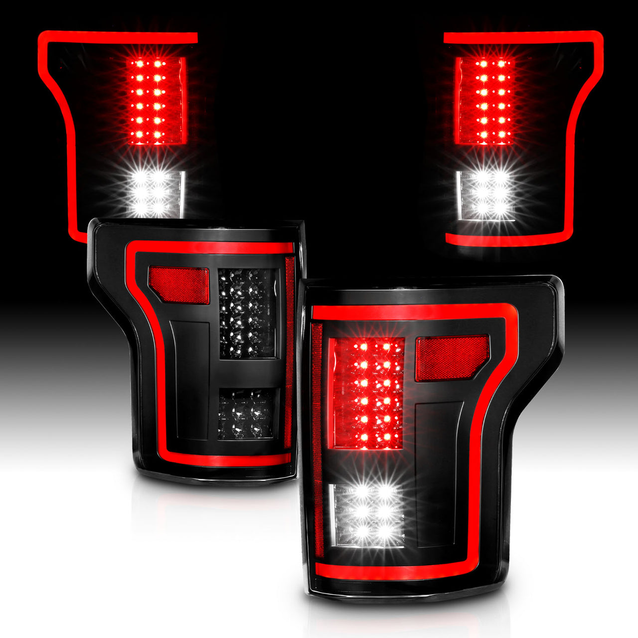 FORD F-150 15-17 LED TAIL LIGHTS RED LIGHT BAR BLACK (SEQUENTIAL SIGNAL)