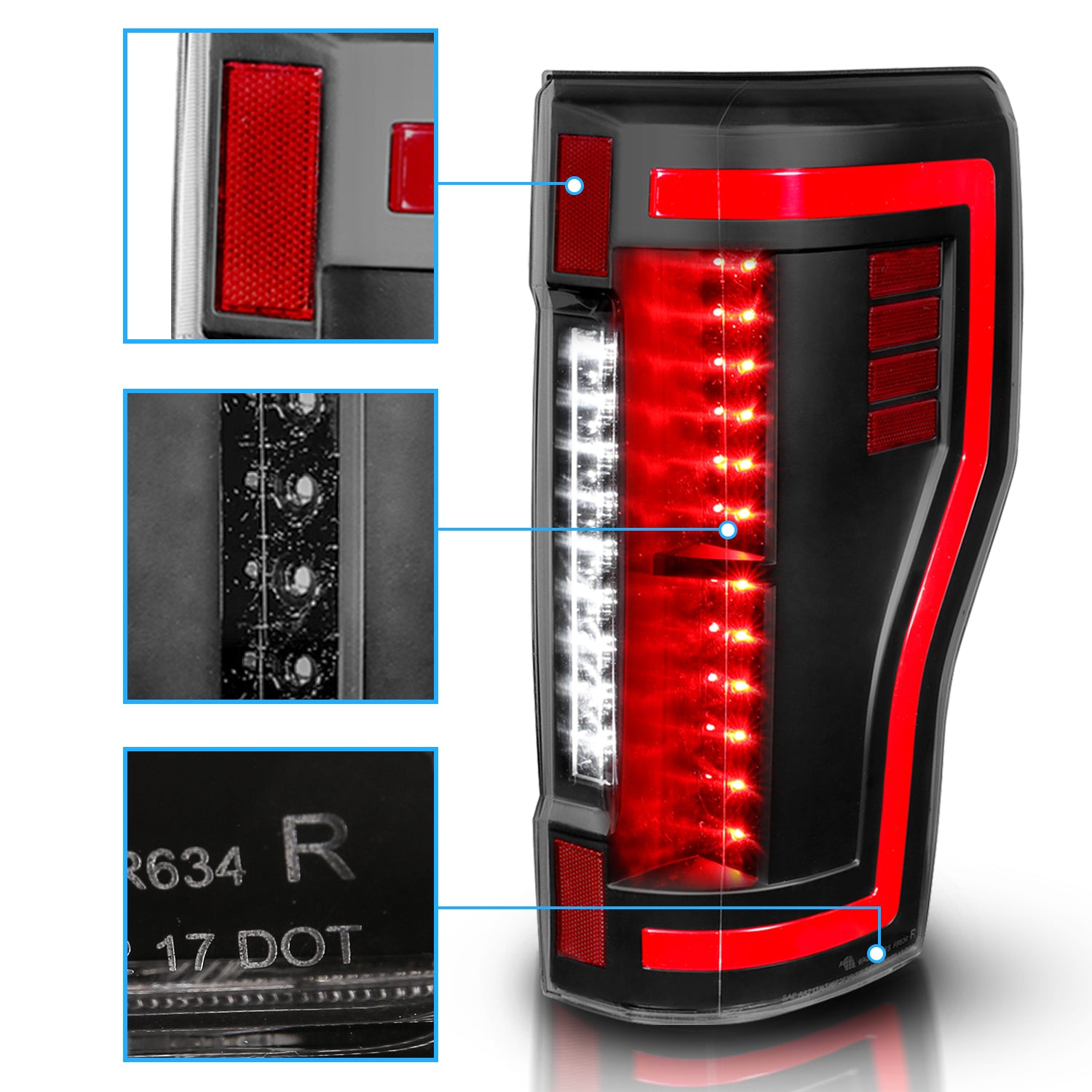 FORD F-250/F350/F450 17-UP LED TAIL LIGHTS BLACK HOUSE CLEAR LENS