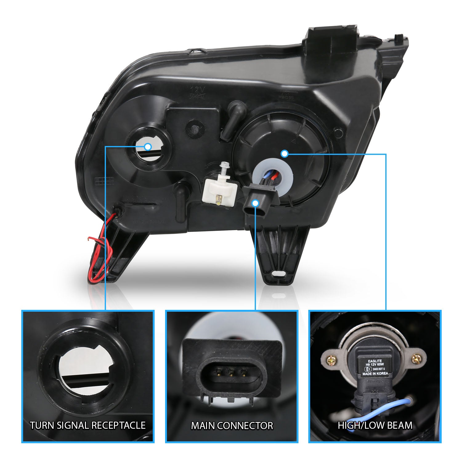 FORD MUSTANG 10-12 PROJECTOR HEADLIGHTS HALO BLACK CLEAR (RX HALO)