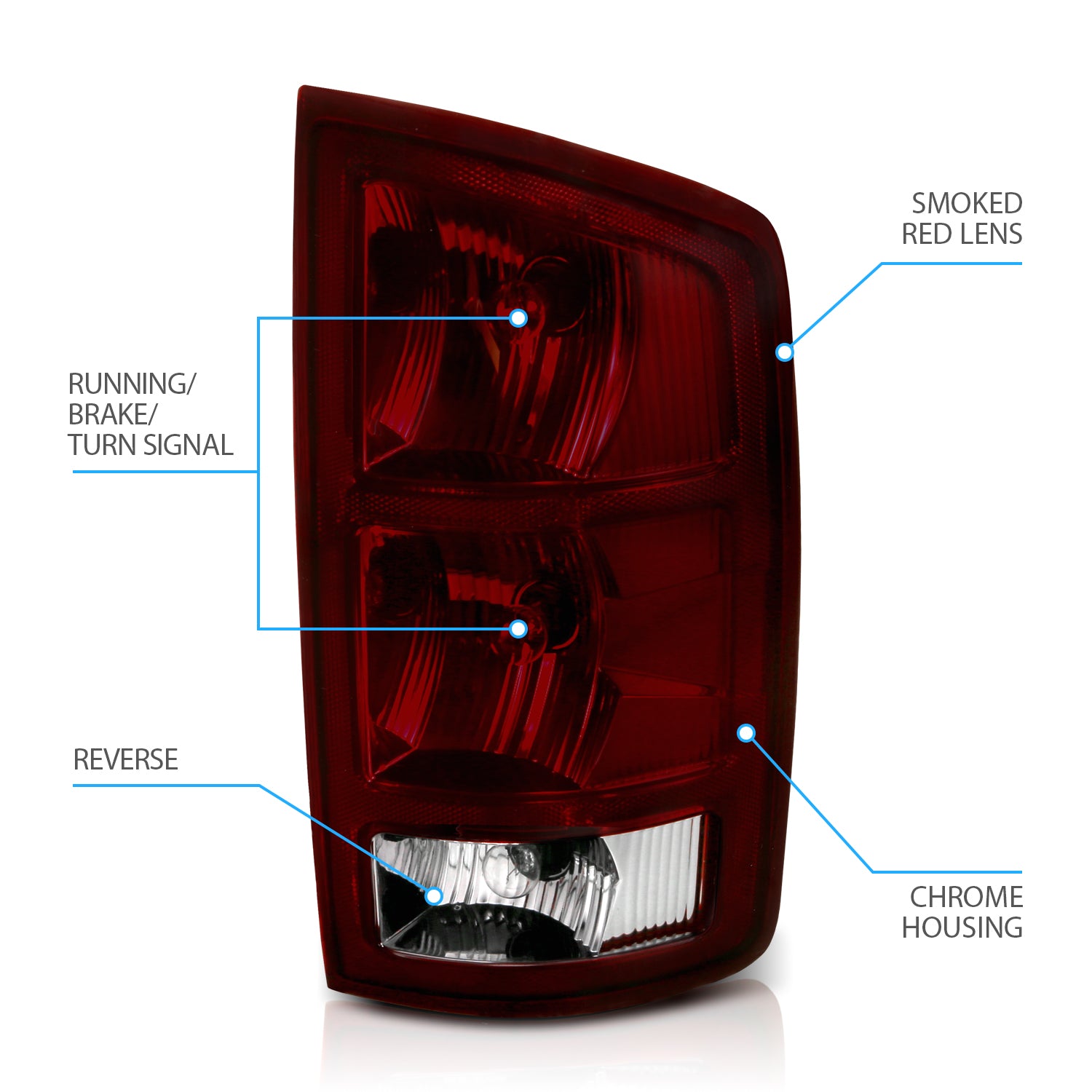 DODGE RAM 02-05 TAIL LIGHTS DARK RED (W/ 1 SET OF ASSEMBLY)