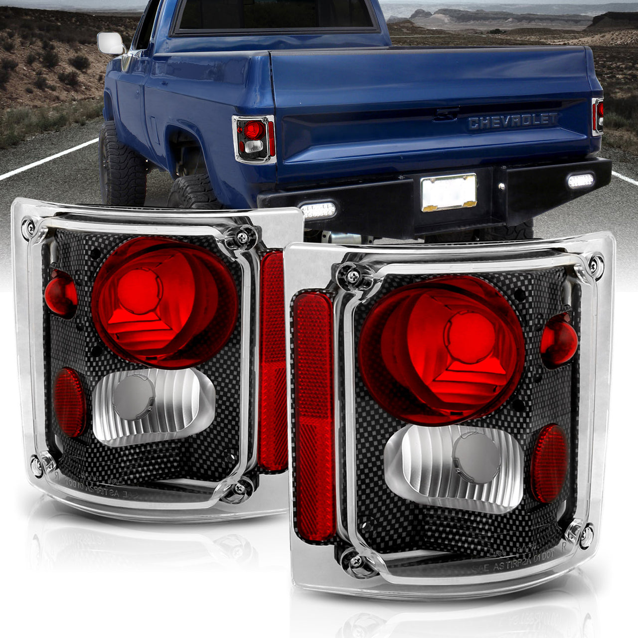 CHEVY FULLSIZE 73-87 TAIL LIGHTS CARBON