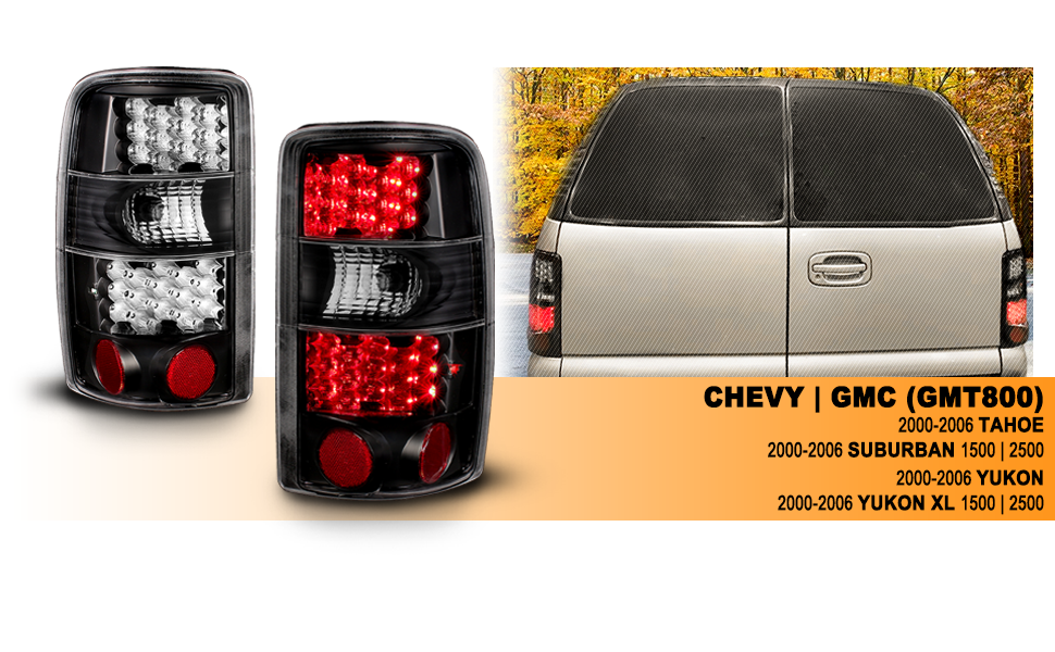 CHEVY TAHOE/SUBURBAN/GMC DENALI 00-06 LED TAIL LIGHTS BLACK