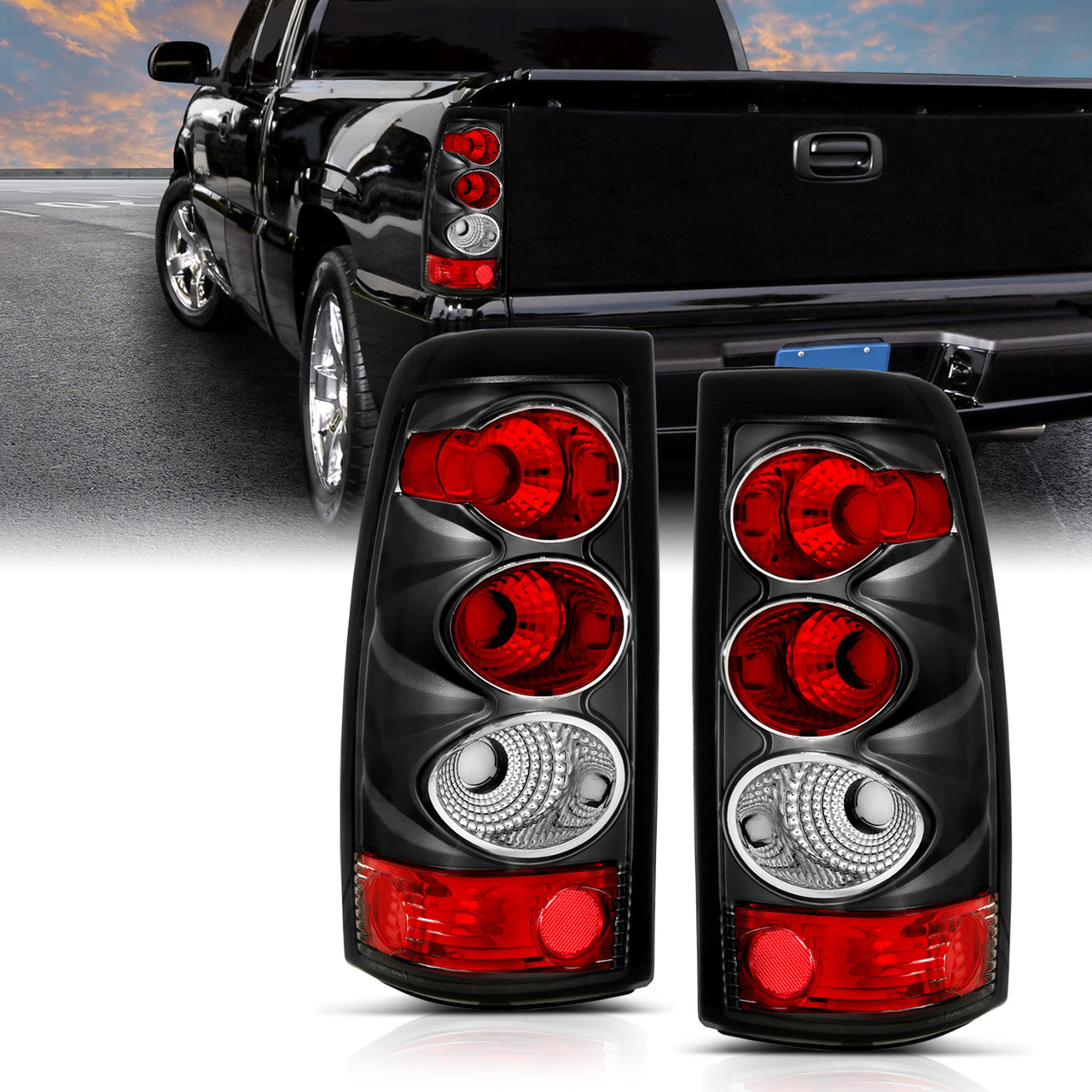 CHEVY SILVERADO 03-06 TAIL LIGHTS BLACK