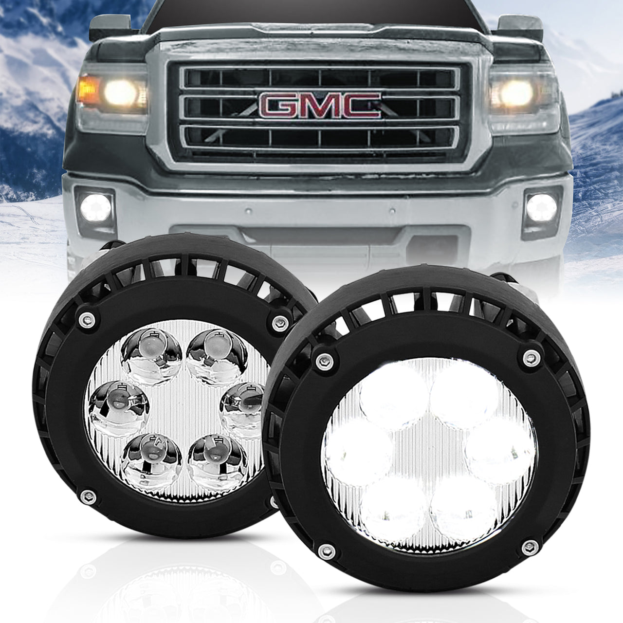 GMC SIERRA 14 UP / CHEVY AVALANCHELTE SUBURBAN 10 UP / TAHOE(LT4x4) 08 UP /  GM YUKON DENALI 07 UP / GM ACADIA 10 UP LED FOG LIGHT