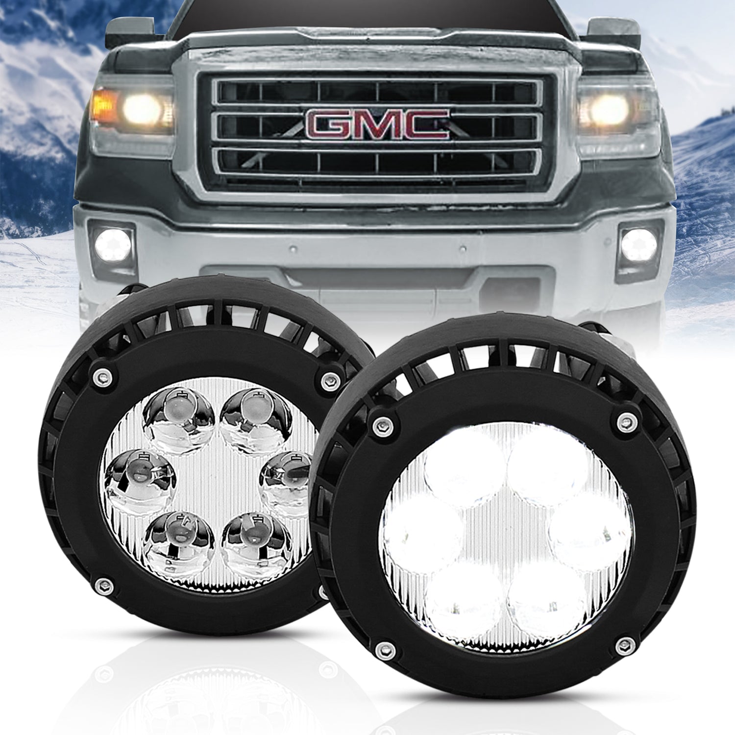 GMC SIERRA 14 UP / CHEVY AVALANCHELTE SUBURBAN 10 UP / TAHOE(LT4x4) 08 UP /  GM YUKON DENALI 07 UP / GM ACADIA 10 UP LED FOG LIGHT