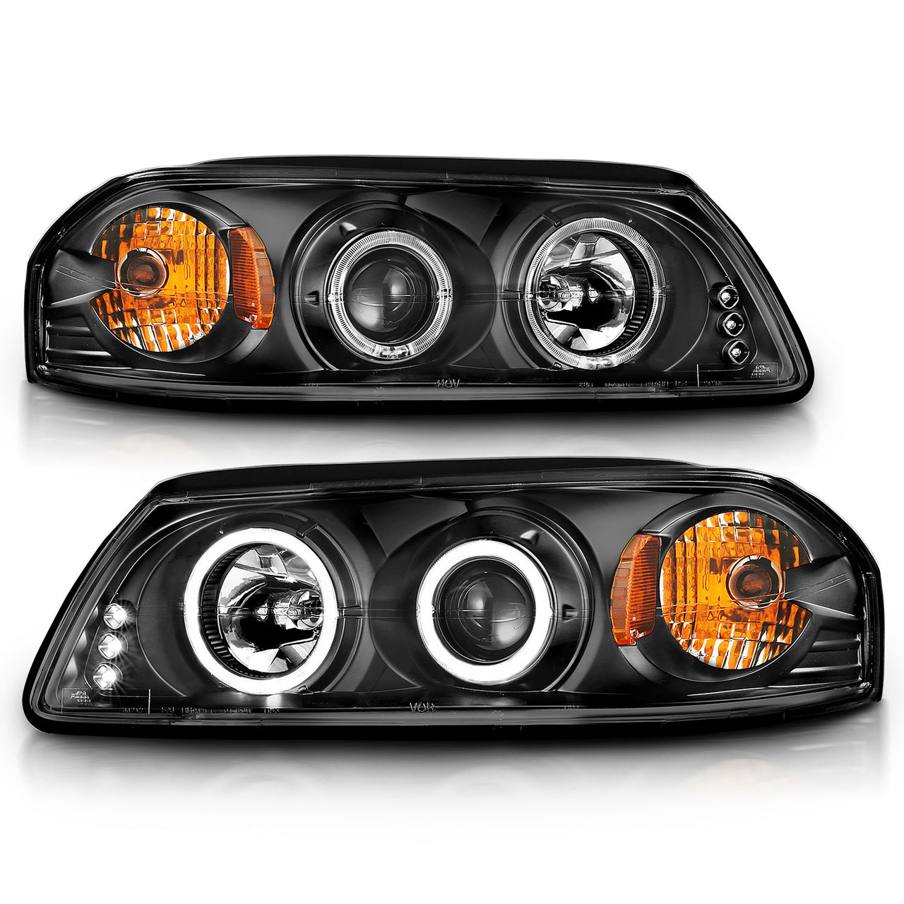 CHEVY IMPALA 00-05 PROJECTOR HEADLIGHTS HALO BLACK CLEAR AMBER