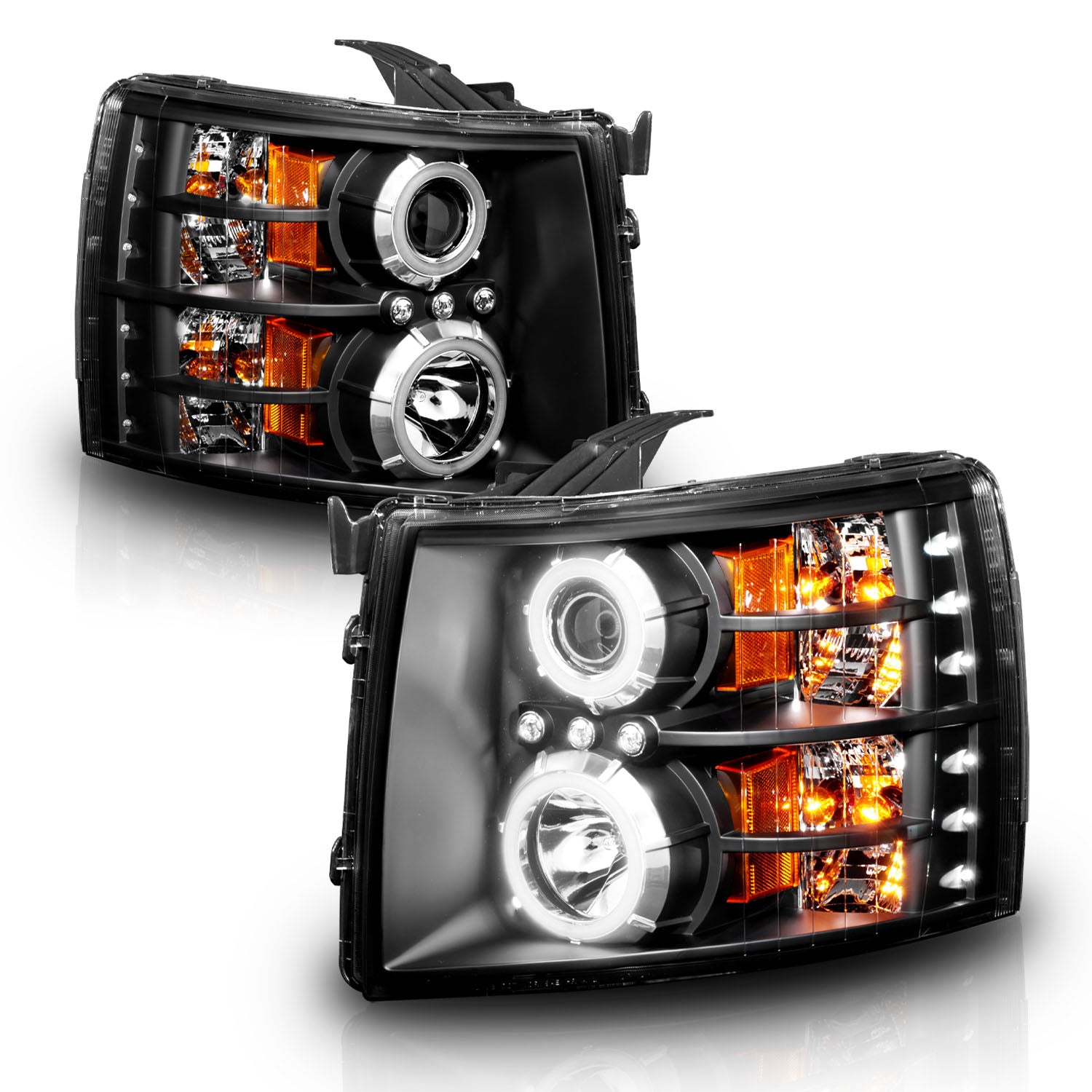 CHEVY SILVERADO 07-13 PROJECTOR HEADLIGHTS BLACK CLEAR (RX HALO)