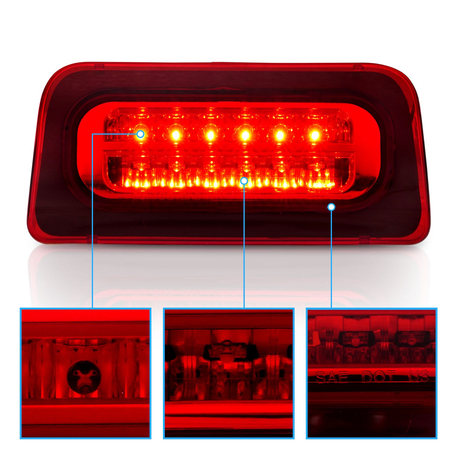 CHEVY S-10/GMC SONOMA 94-04 LED 3RD BRAKE LIGHT ALL RED (ONLY FOR STANDARD CAB MODEL)