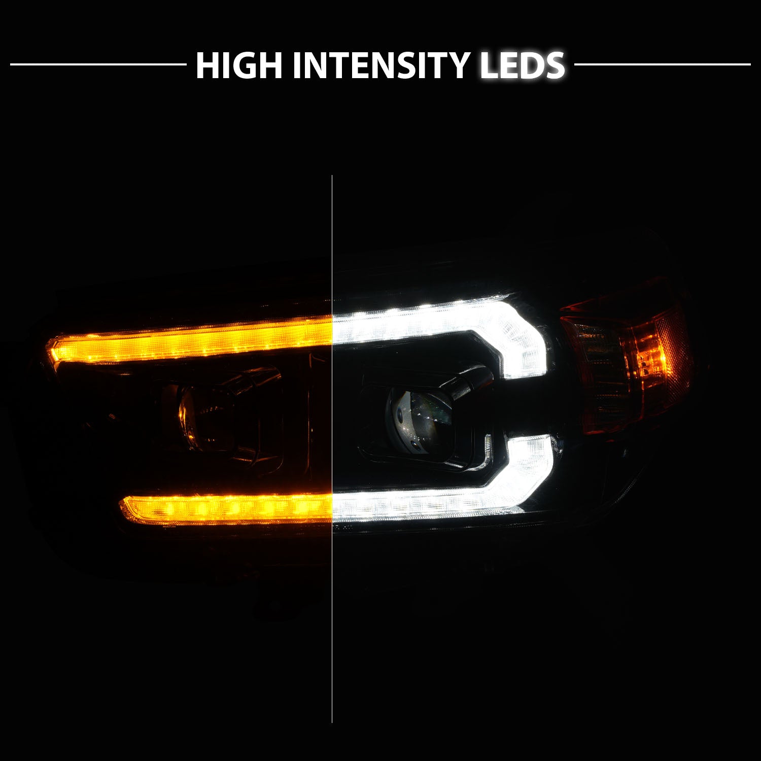 TOYOTA 4 RUNNER 10-13 HEAD LIGHTS BLACK HOUSING CLEAR LENS SEQUENTIAL LIGHT BAR W/DRL
