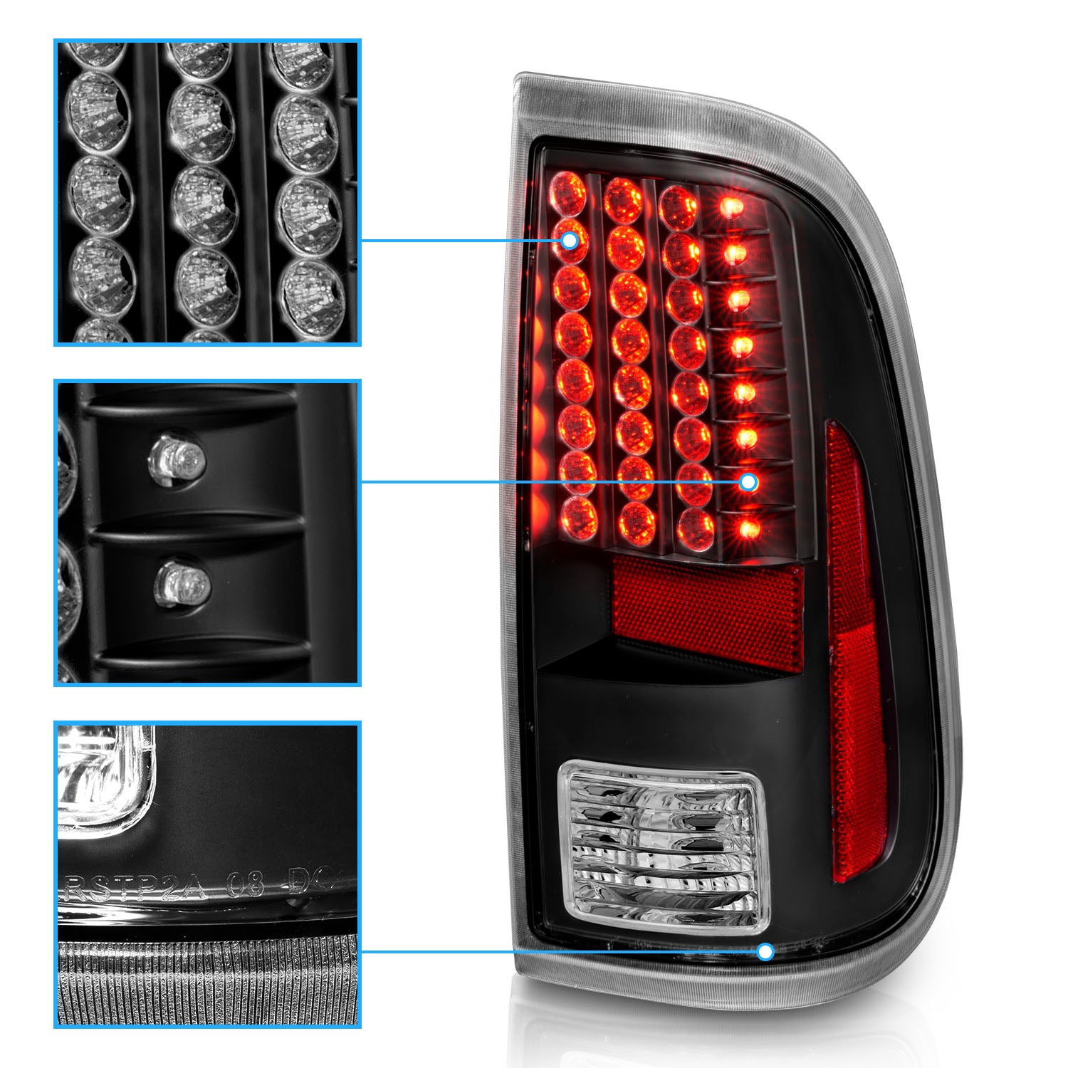 FORD F-250/SUPER DUTY 08-UP LED TAIL LIGHTS BLACK