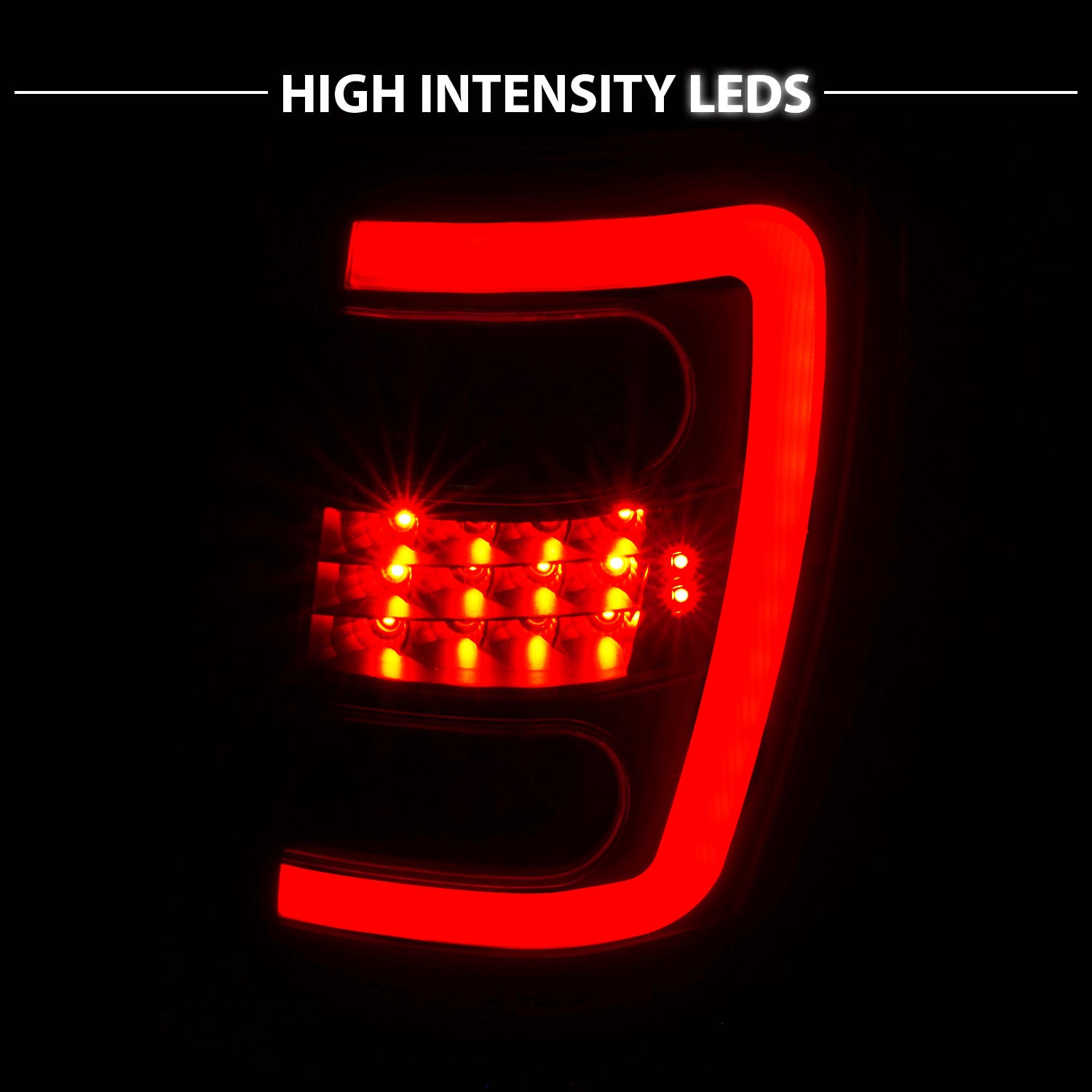 JEEP GRAND CHEROKEE 99-04 LED TAIL LIGHTS BLACK HOUSING CLEAR LENS W/ C LIGHT BAR
