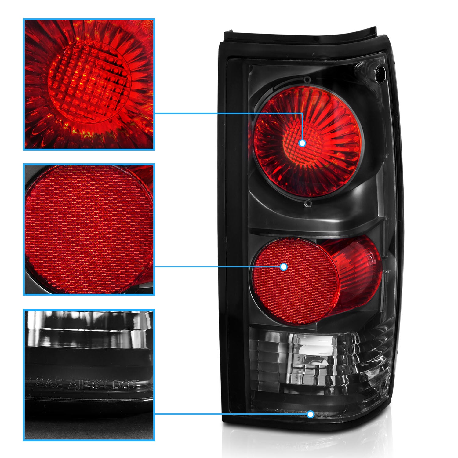 CHEVY S-10/GMC SONOMA 82-93 TAIL LIGHTS BLACK