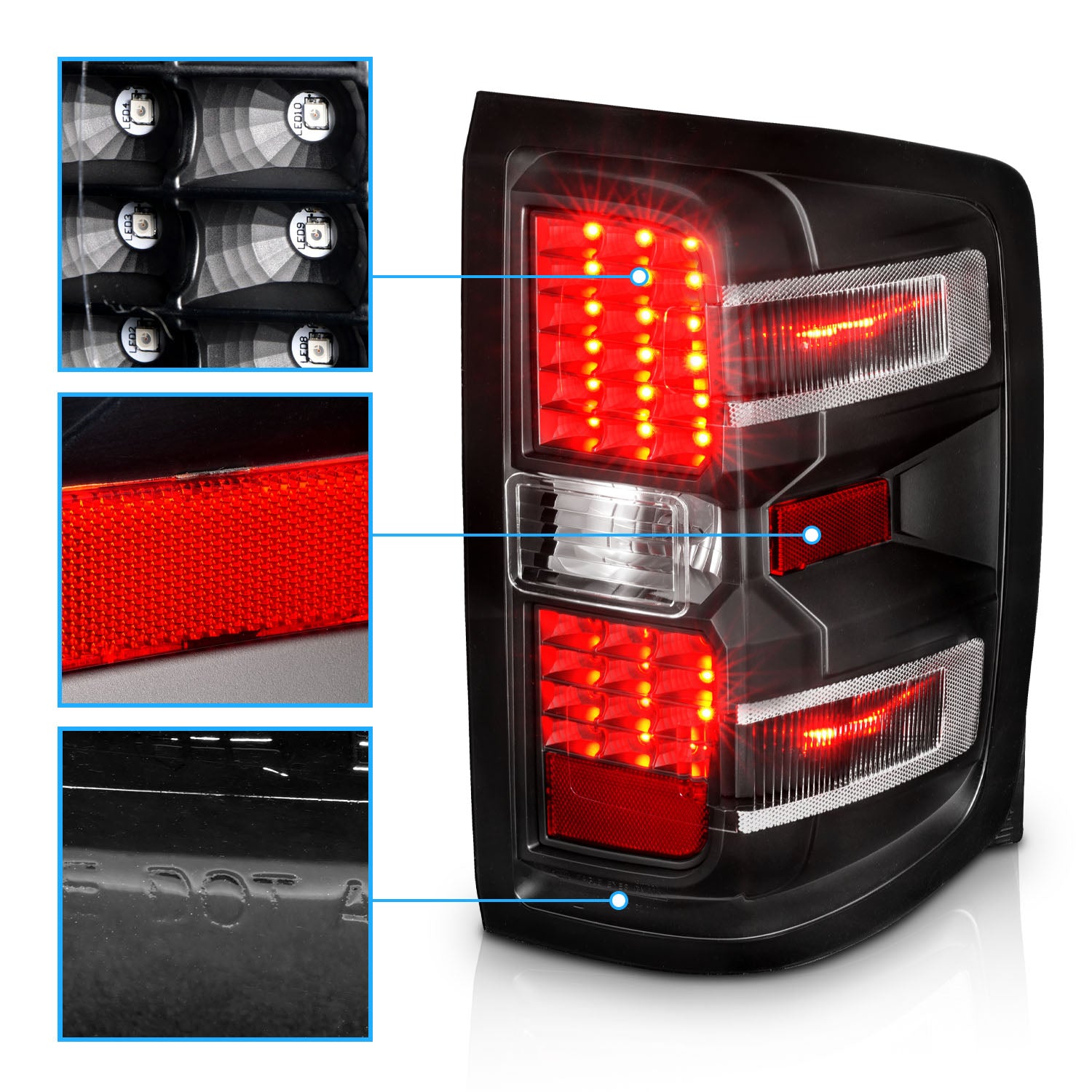 CHEVY SILVERADO 14-17 LED TAIL LIGHTS BLACK (NON-OEM LED ONLY)