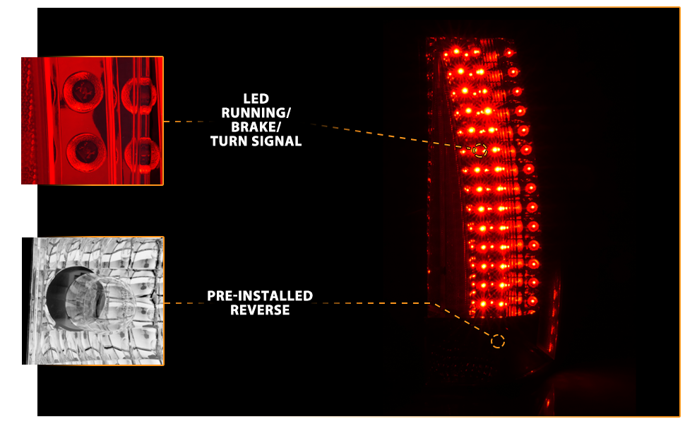 CHEVY TAHOE/SUBURBAN/YUKON/YUKON XL 07-10 LED G5 TAIL LIGHTS RED/CLEAR (ESCALADE LOOK)