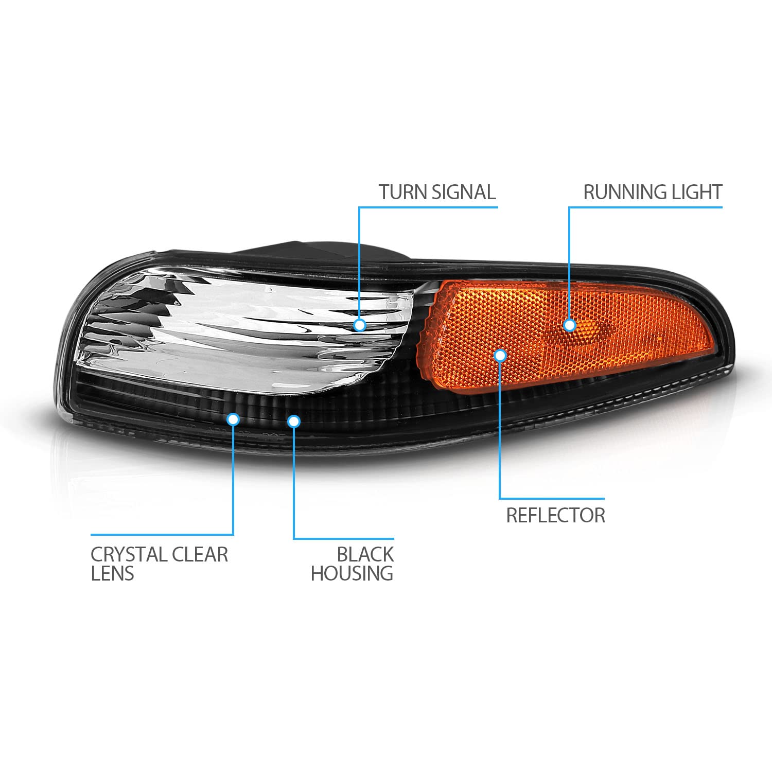 CHEVY CORVETTE 97-04 BUMPER LIGHTS EURO BLACK AMBER