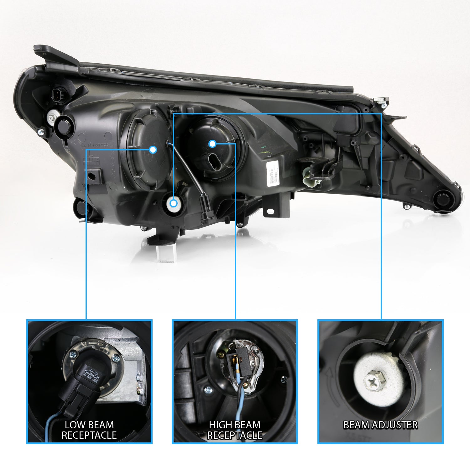 TOYOTA RAV-4 2013 UP PROJECTOR LIGHT BAR STYLE HEADLIGHTS BLACK CLEAR AMBER