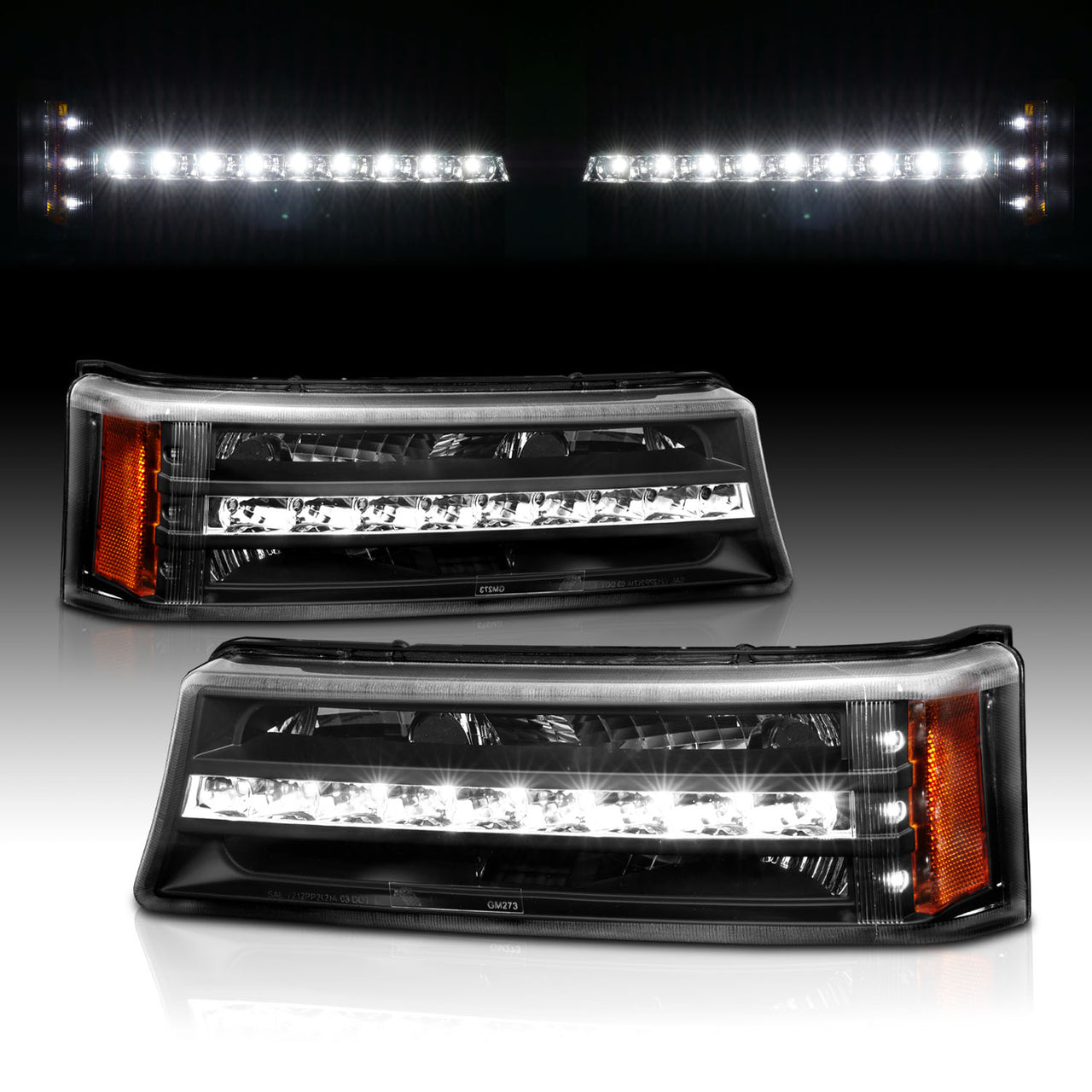 CHEVY SILVERADO 03-06 LED SIGNAL LIGHTS G2 BLACK AMBER