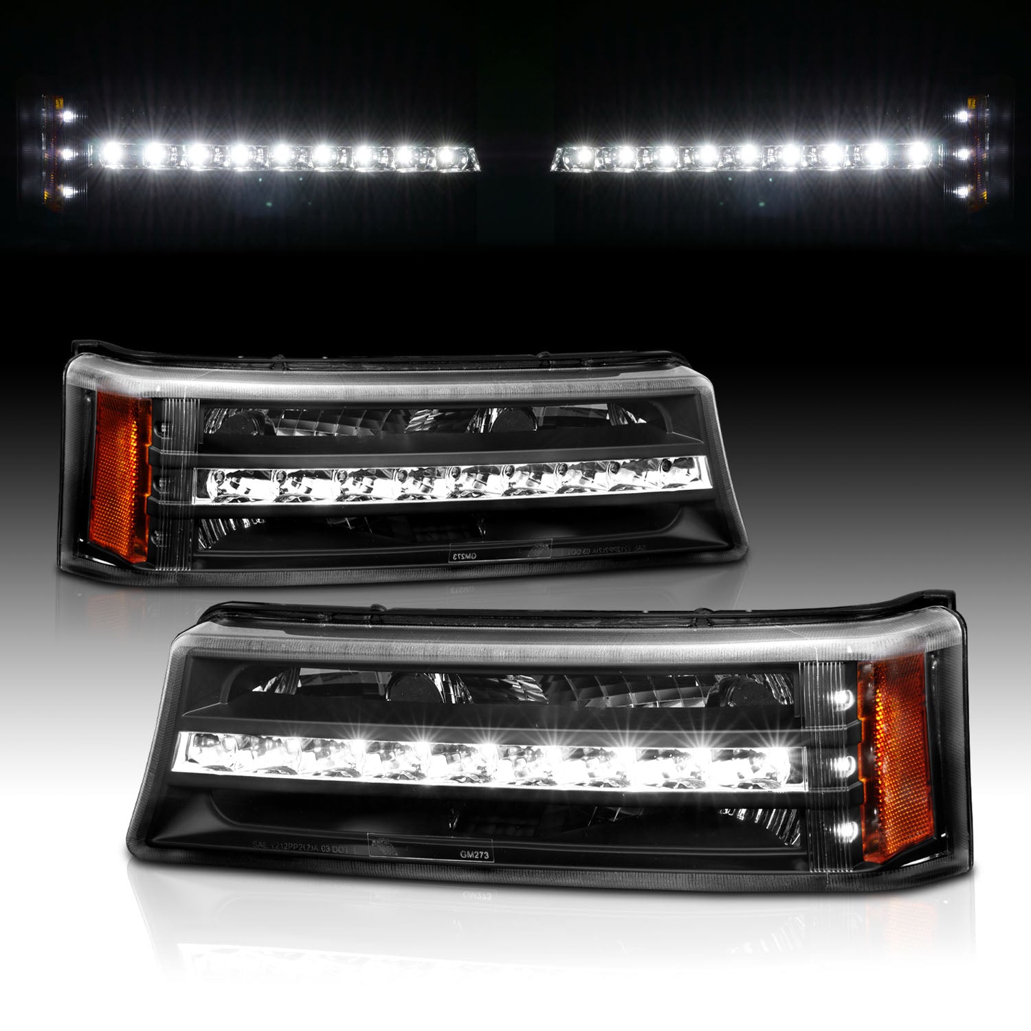 CHEVY SILVERADO 03-06 LED SIGNAL LIGHTS G2 BLACK AMBER