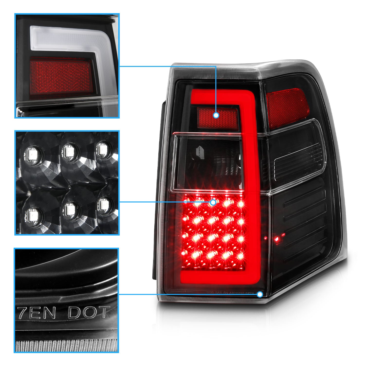 FORD EXPEDITION 07-17 LED TAIL LIGHTS BLACK HOUSING CLEAR LENS (SEQUENTIAL SIGNAL) W/ C-LIGHT BAR