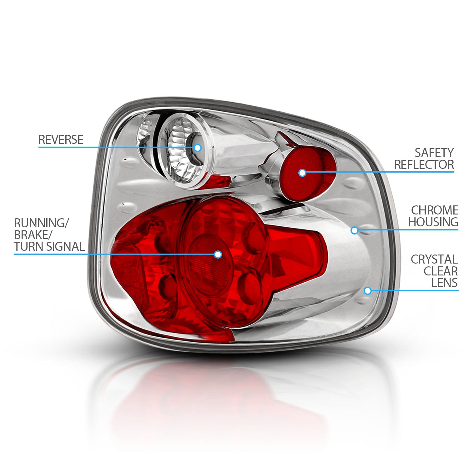 FORD F-SERIES FLARE SIDE 01-03 TAIL LIGHTS VERSION 2 CHROME