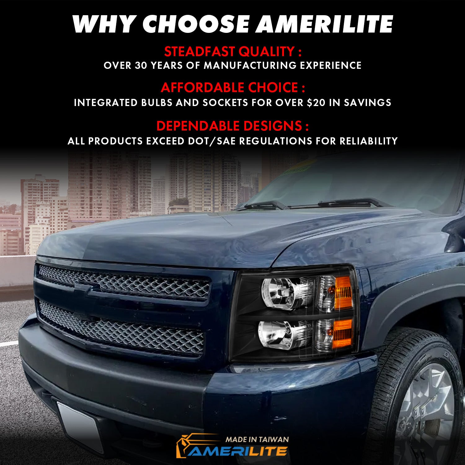 CHEVY SILVERADO 07-13 HEADLIGHTS BLACK AMBER