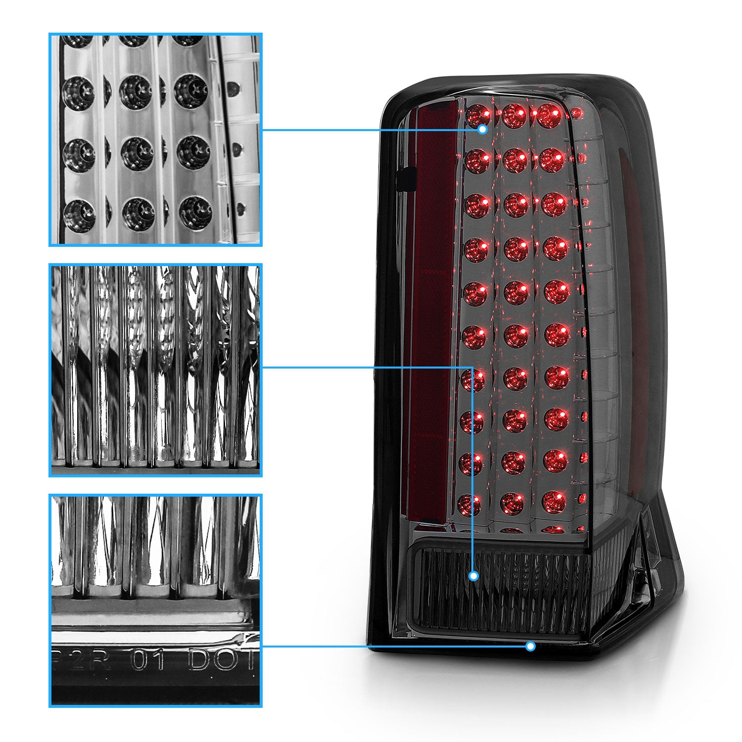 CADILLAC ESCALADE 02-06/ESCALADE ESV 03-06 LED TAIL LIGHTS SMOKE (W/O CAP)